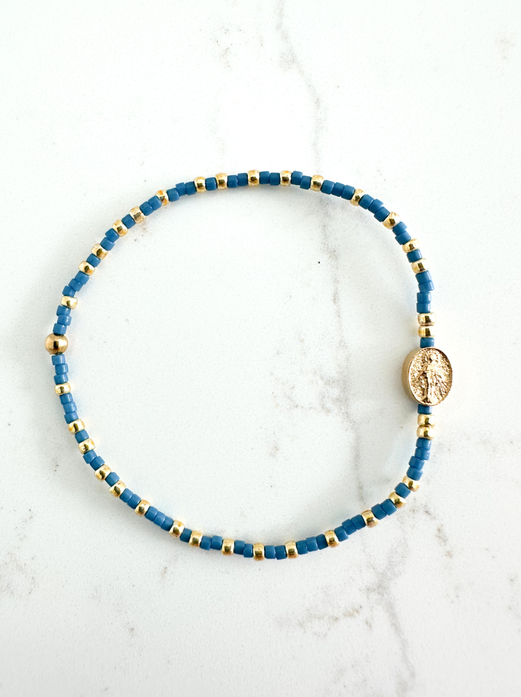 Miraculous Medal Bracelet: Adults / Mantle Blue
