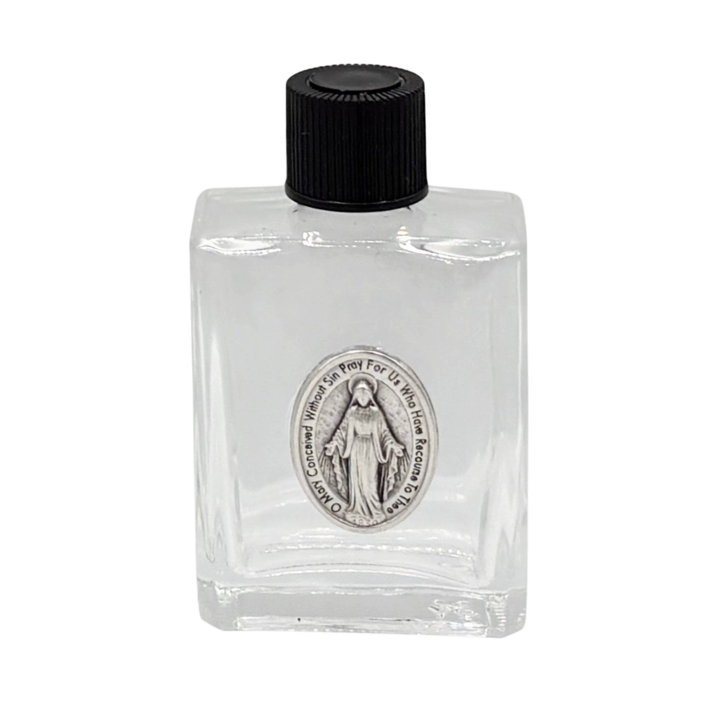 Holy Water Bottle - Miraculous Mother w/ Pewter Charm 2.5"