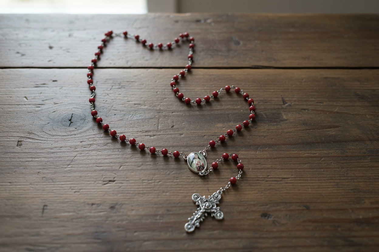 The Little Flower Rosary (real rose petal beads)
