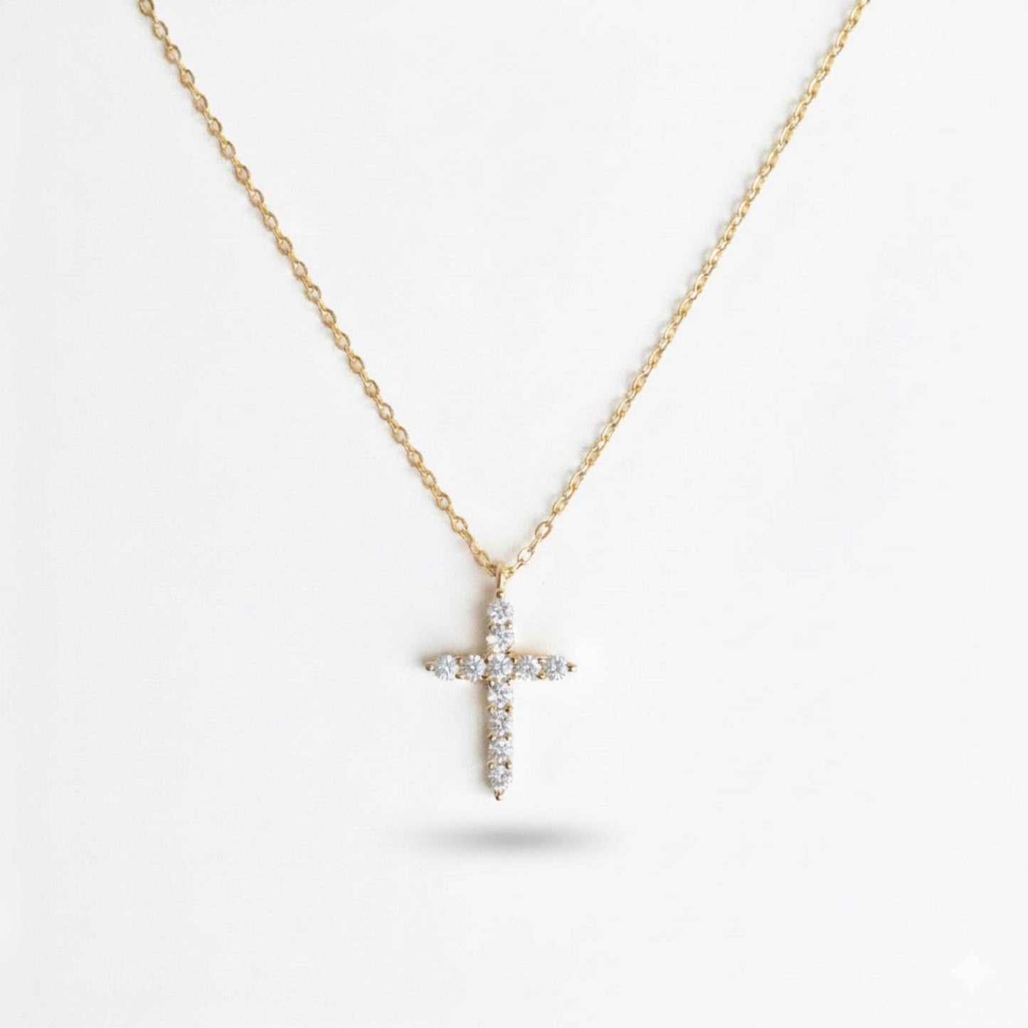 18K Gold Dipped Sterling Silver Dainty Cross Necklace