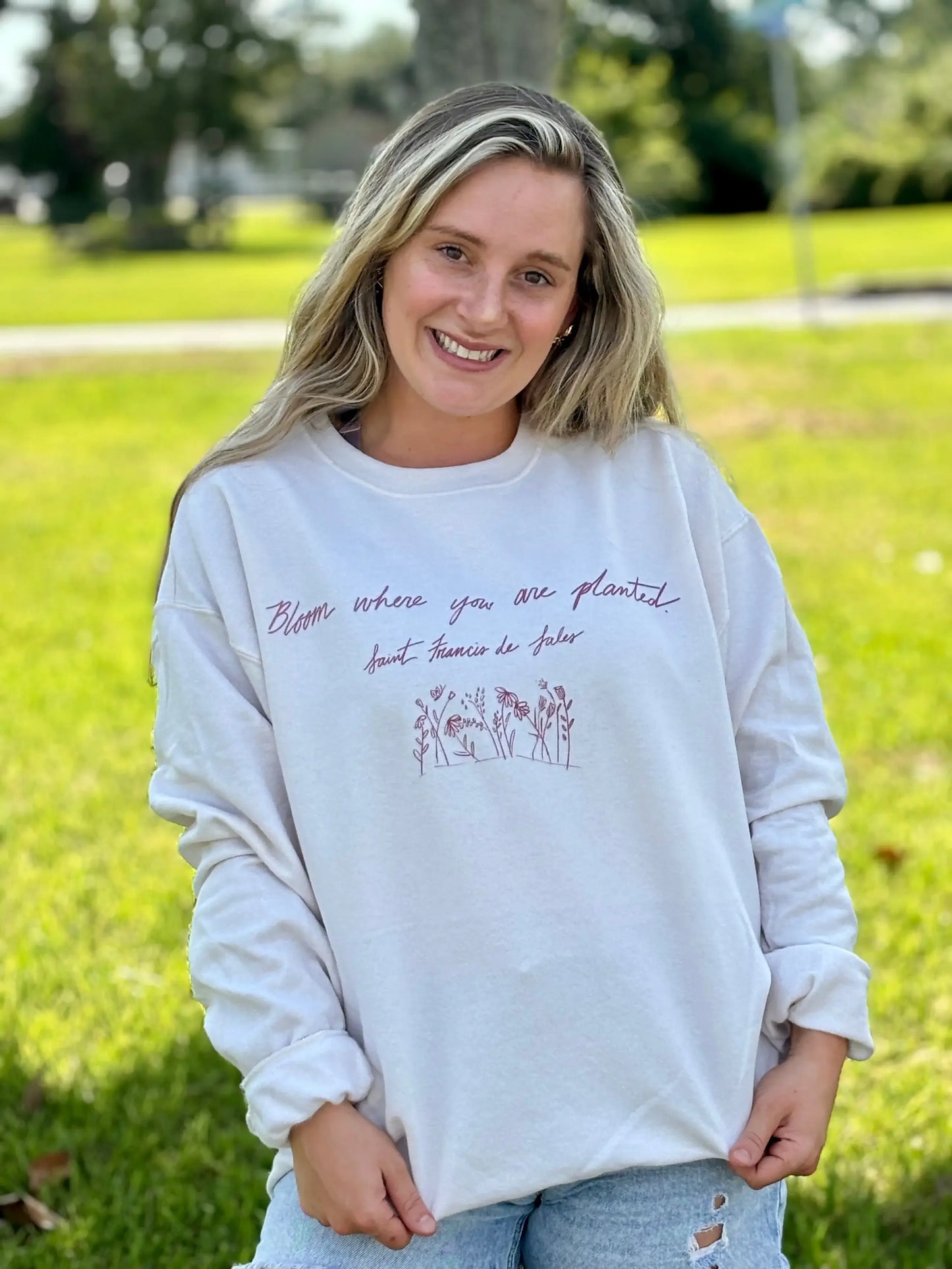 Bloom Where You Are Planted - Simple Floral Sweatshirt