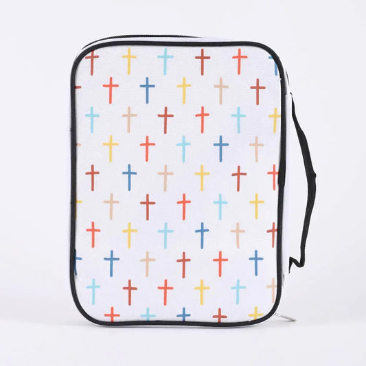 Canvas Bible Cover - Colorful Crosses - M