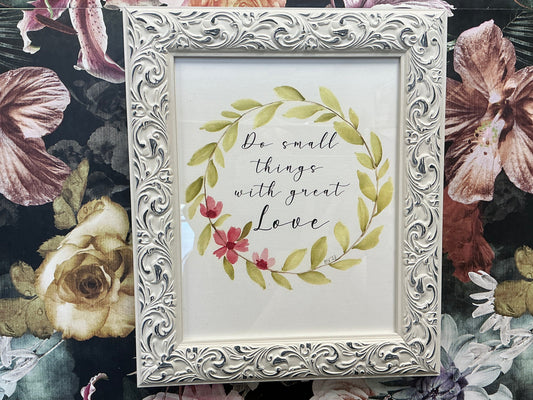 Framed quote with floral background