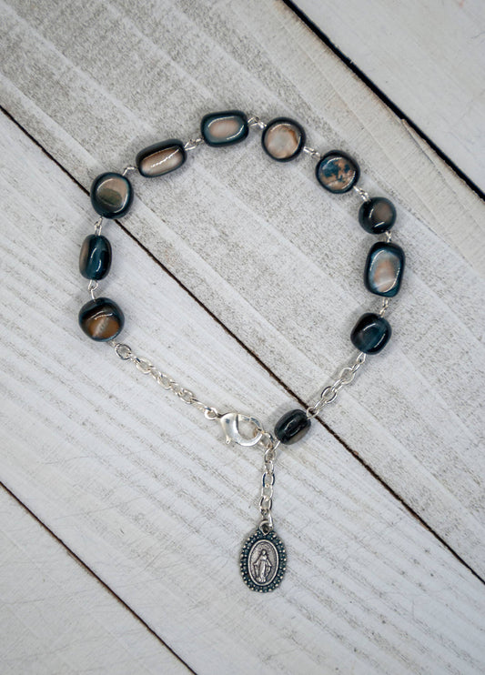 Catholic One Decade Rosary Bracelet with Natural Stone Beads