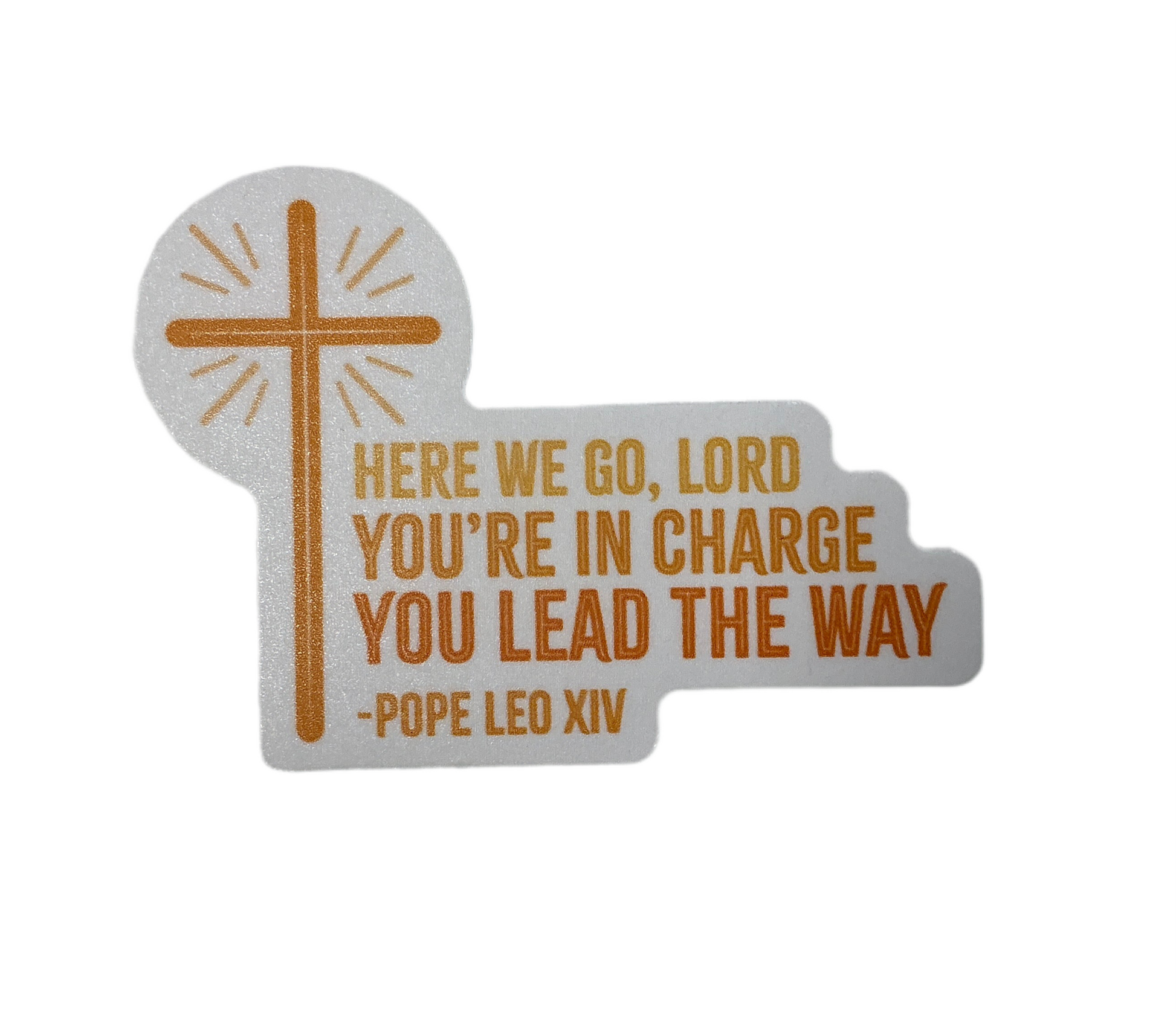 Decorative cross with text on a white background