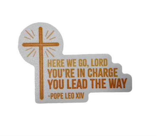 Decorative cross with text on a white background