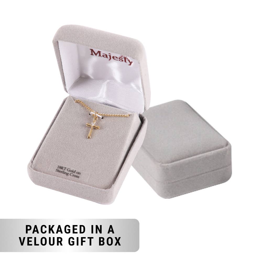 Necklace Cross w/Cz Gold Over SS 18"