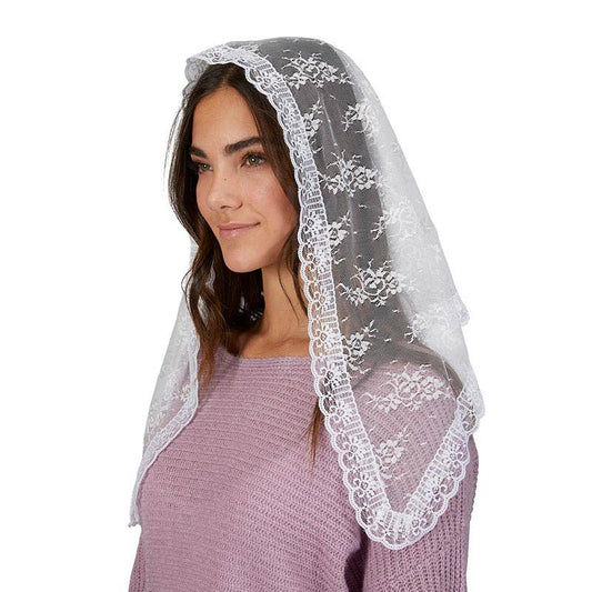 White Lace Traditional Chapel Veil