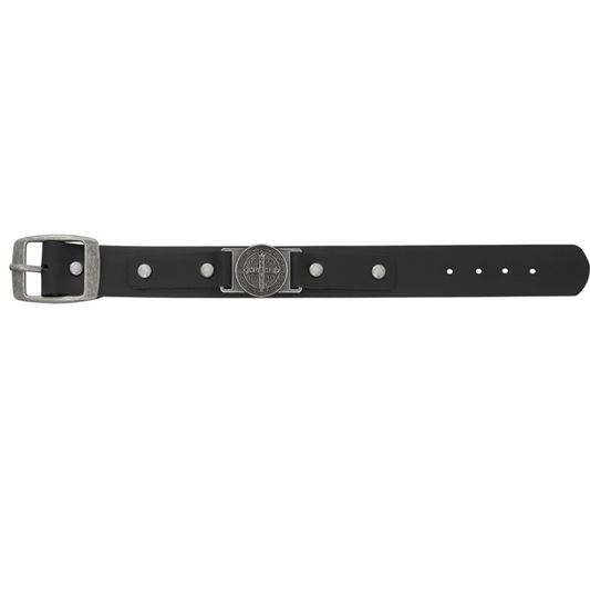 Black Leather St Benedict Bracelet
