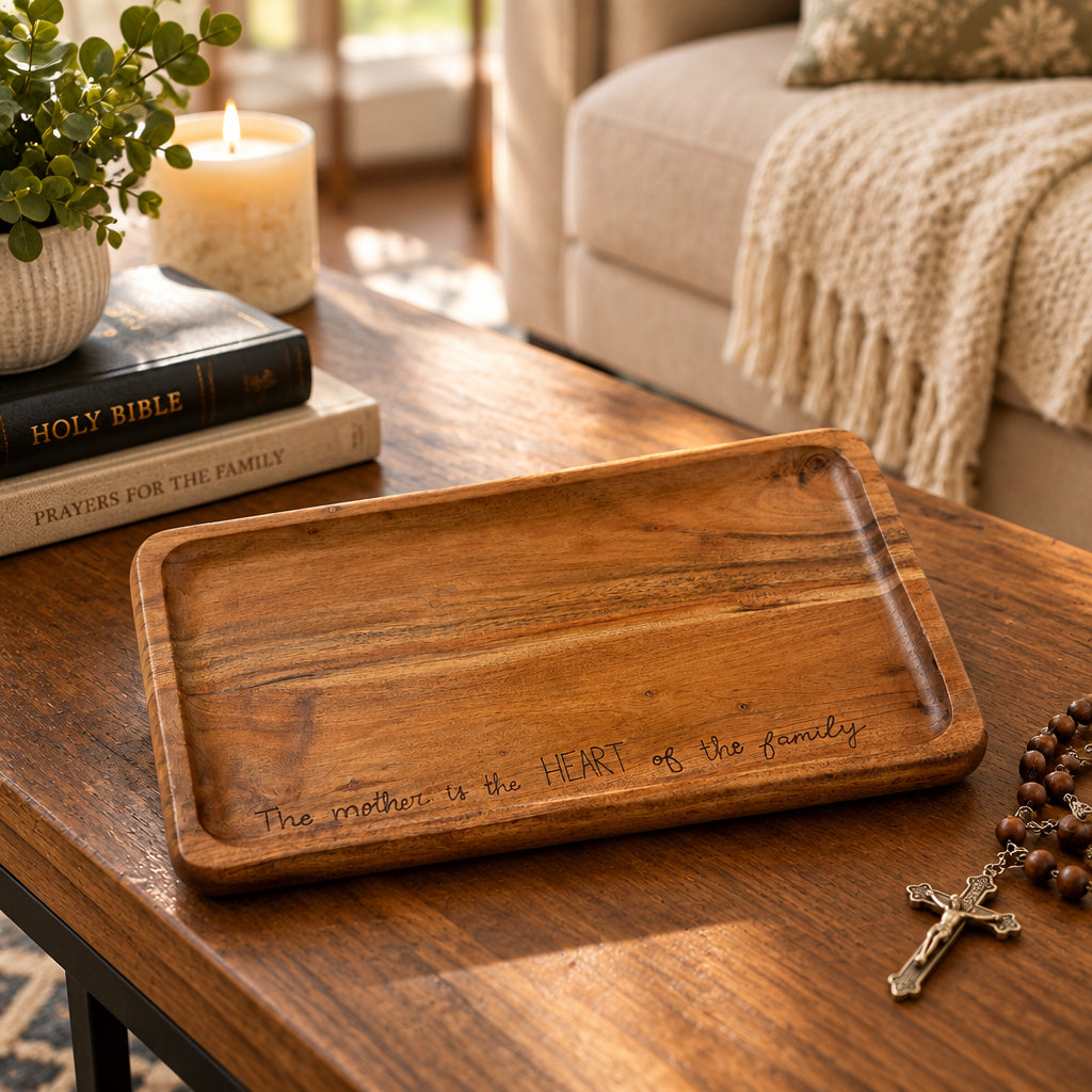 Large rectangular wooden tray