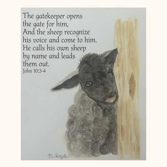 Sheep illustration with text on a beige background