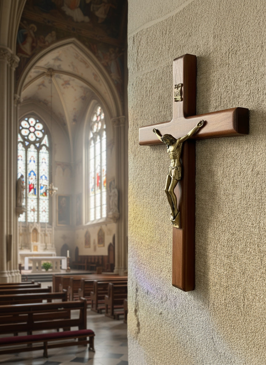 Handmade wood crucifix large