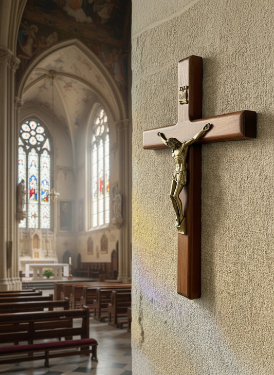 Handmade wood crucifix large