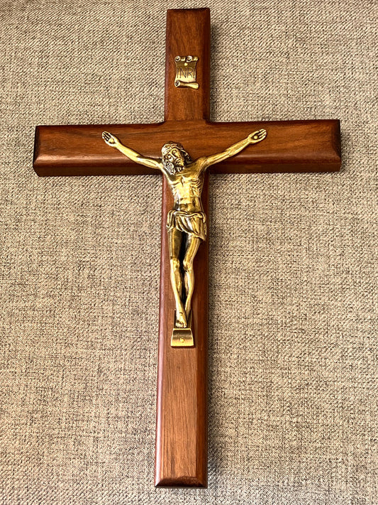 Handmade wood crucifix large