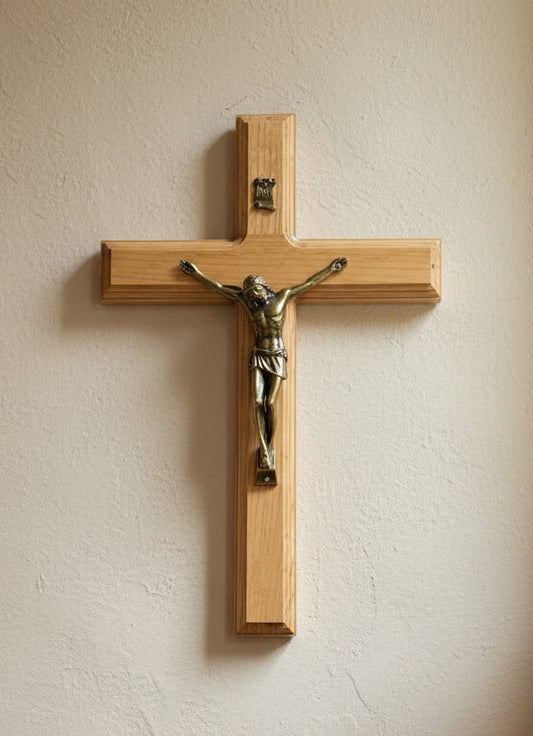 Handmade beveled wood crucifix