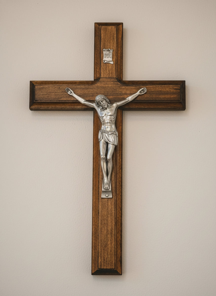 Handmade beveled wood crucifix