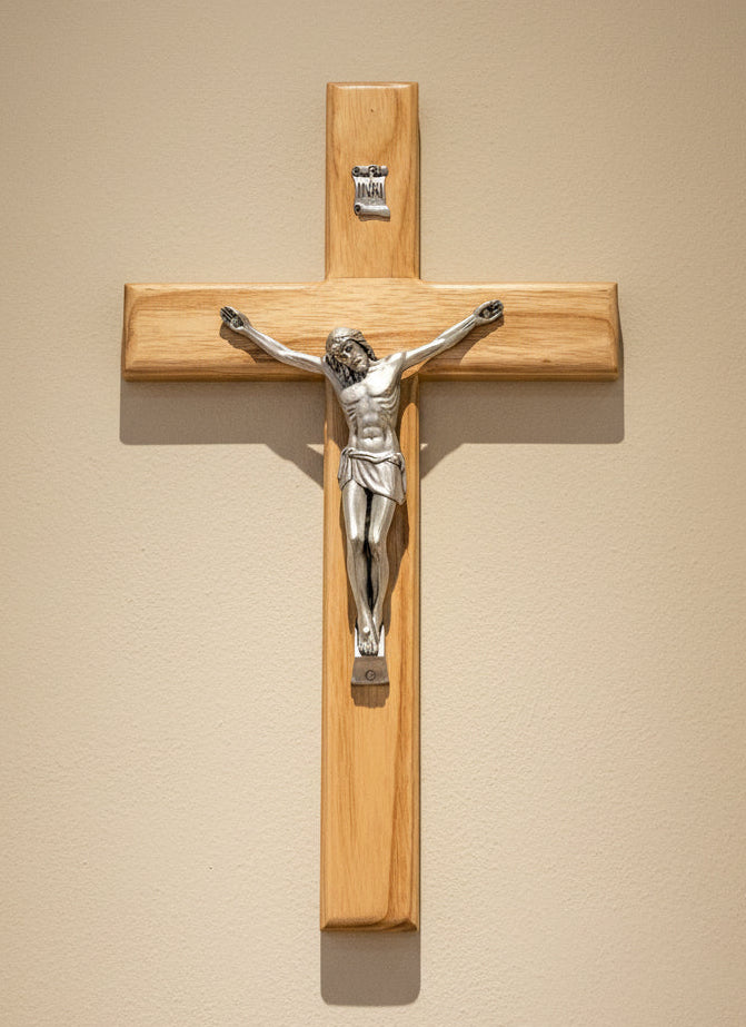 Handmade light wood crucifix
