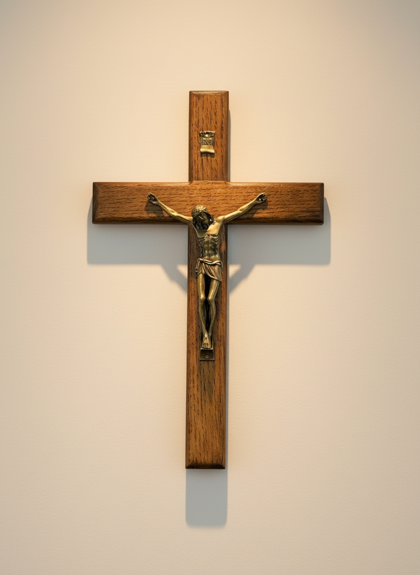 Handmade dark wood crucifix