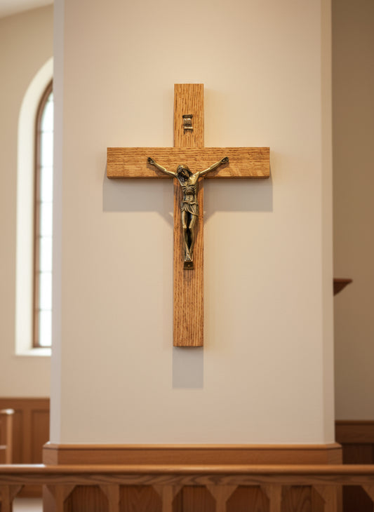Handmade medium wood crucifix