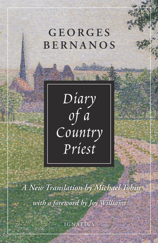 Book cover of 'Diary of a Country Priest' by Georges Bernanos with a scenic background.