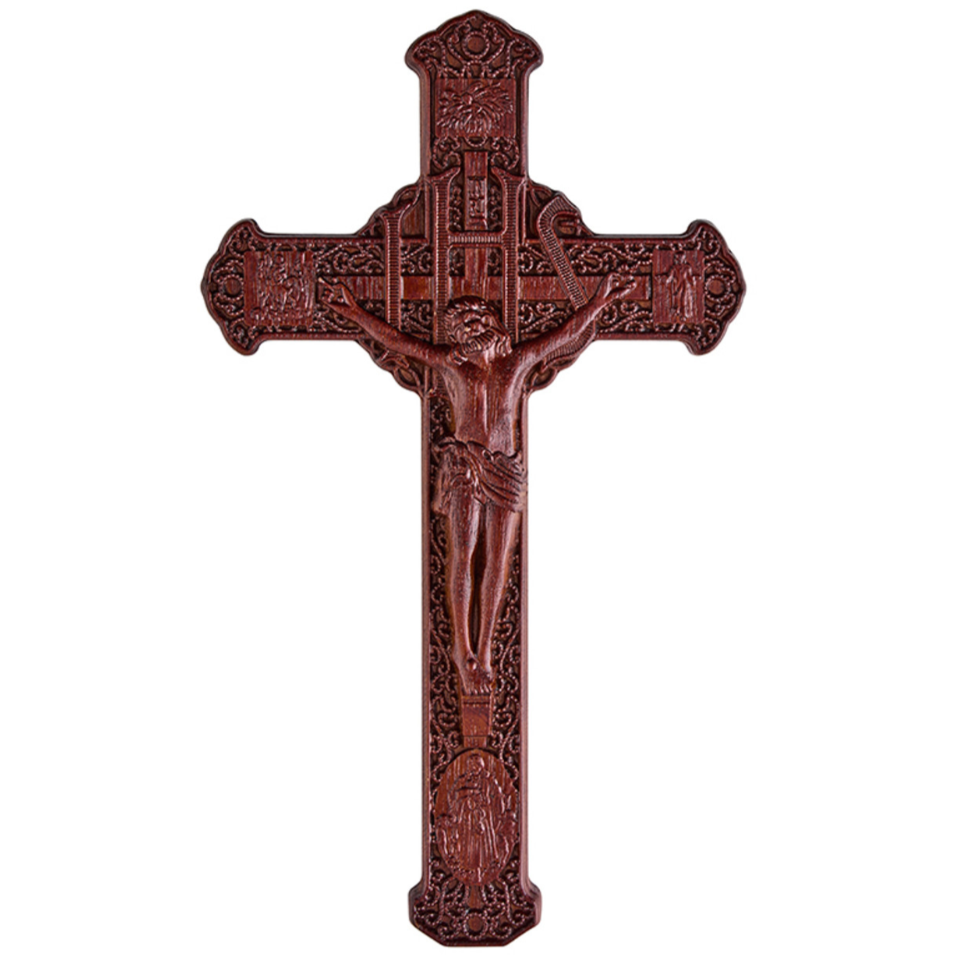 Dark Cherry Carved Crucifix