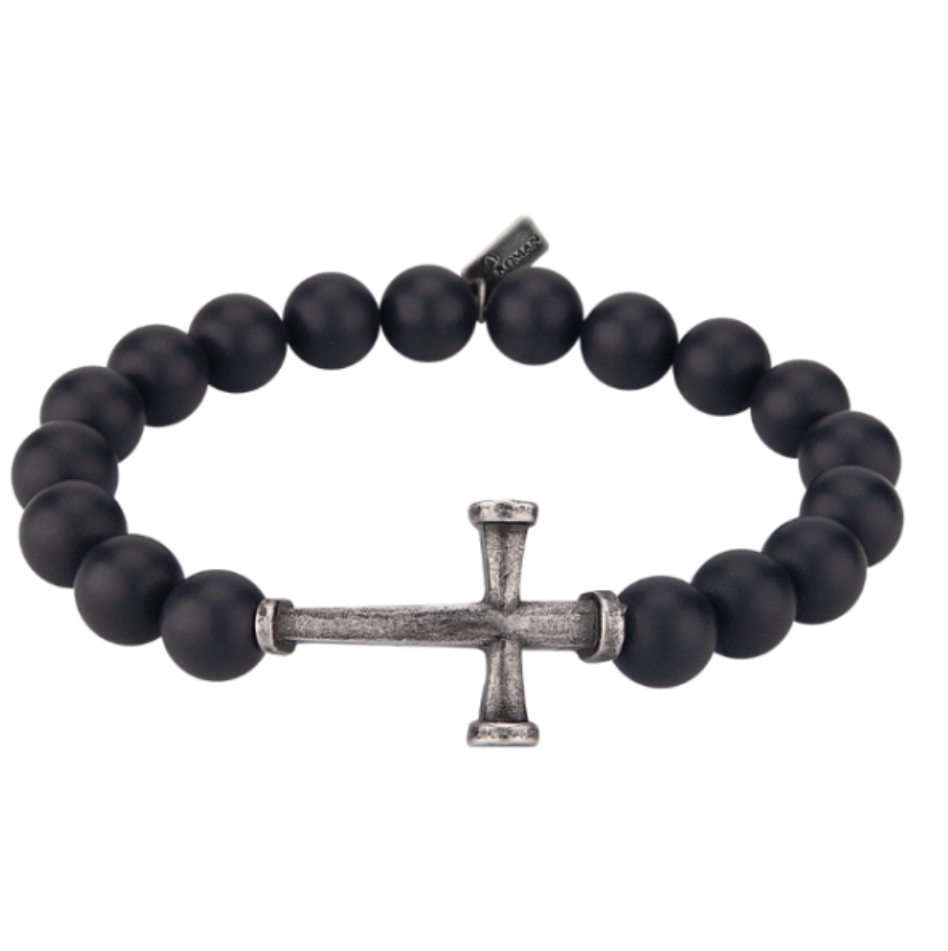 Matte Black Cross Bracelet