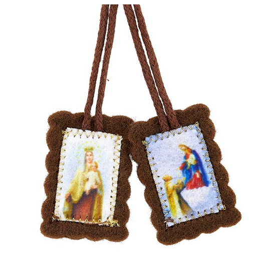Brown mini wool scapular