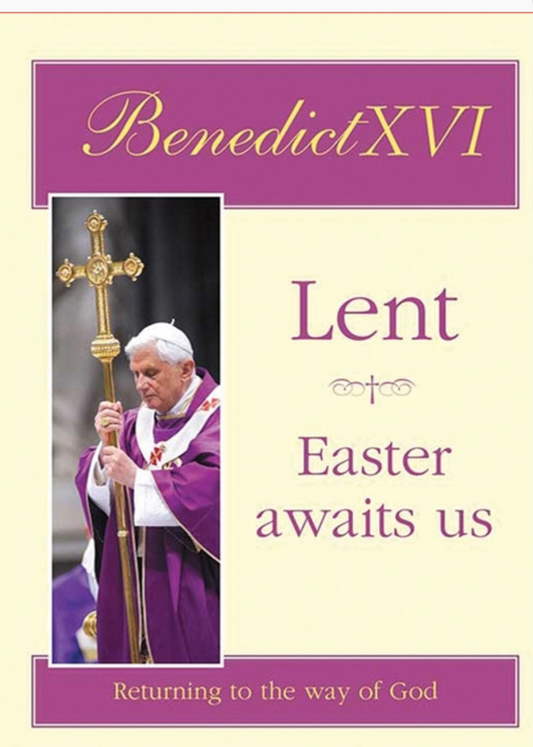 Book cover with a religious figure and purple design