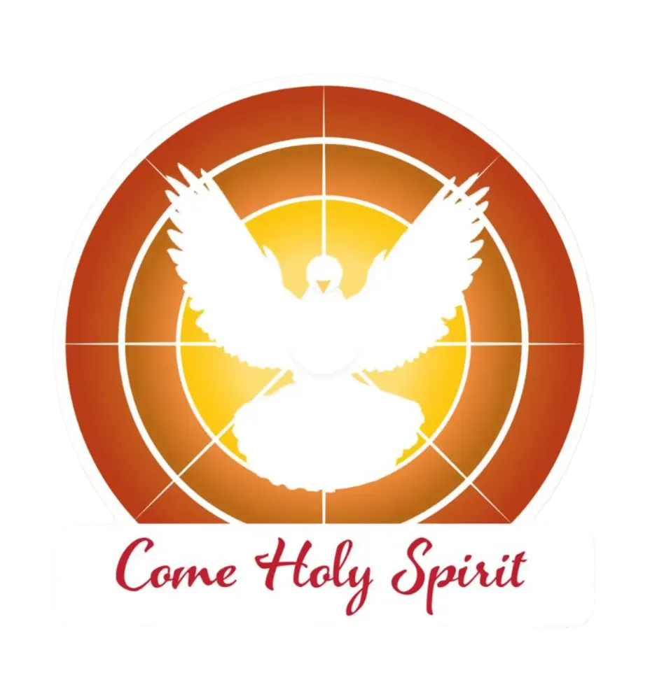 Logo with a dove silhouette and 'Come Holy Spirit' text against a circular background