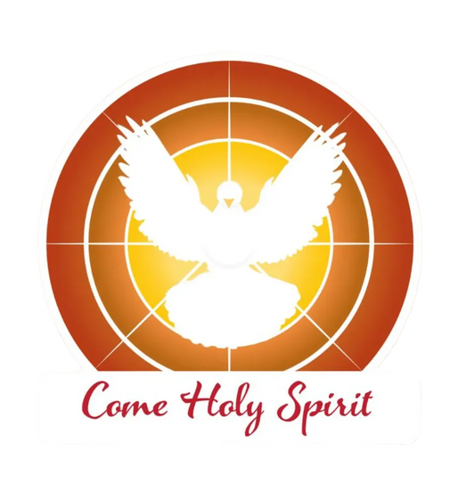 Logo with a dove silhouette and 'Come Holy Spirit' text against a circular background
