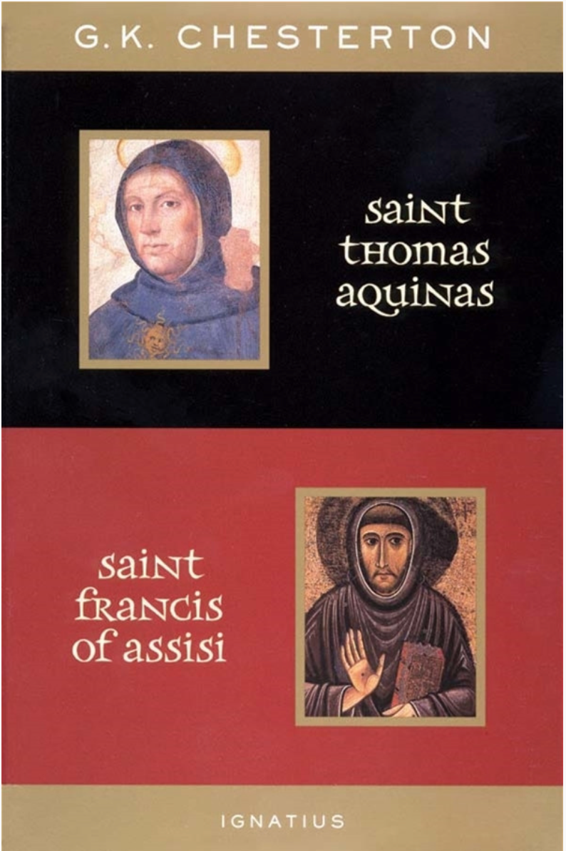 Book cover featuring portraits of Saint Thomas Aquinas and Saint Francis of Assisi with G.K. Chesterton's name.