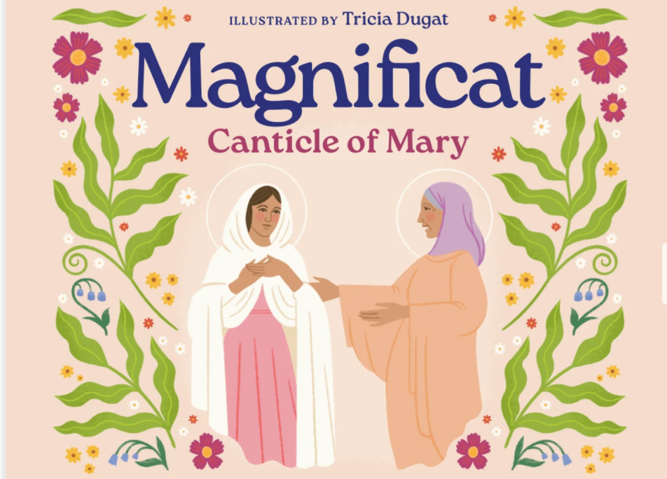 Book cover with two women and colorful design on light pink background 