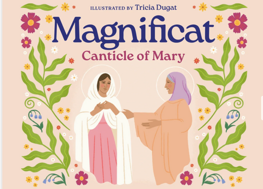 Book cover with two women and colorful design on light pink background 