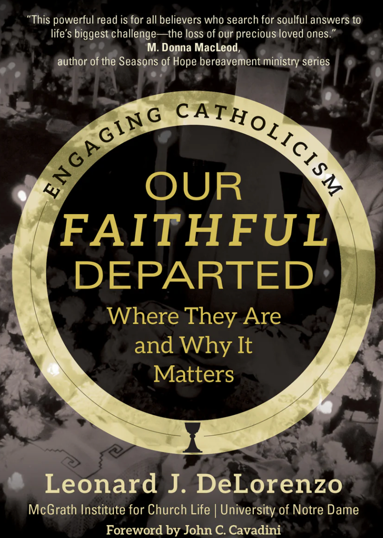 Book cover of 'Our Faithful Departed' with gold text on a black background