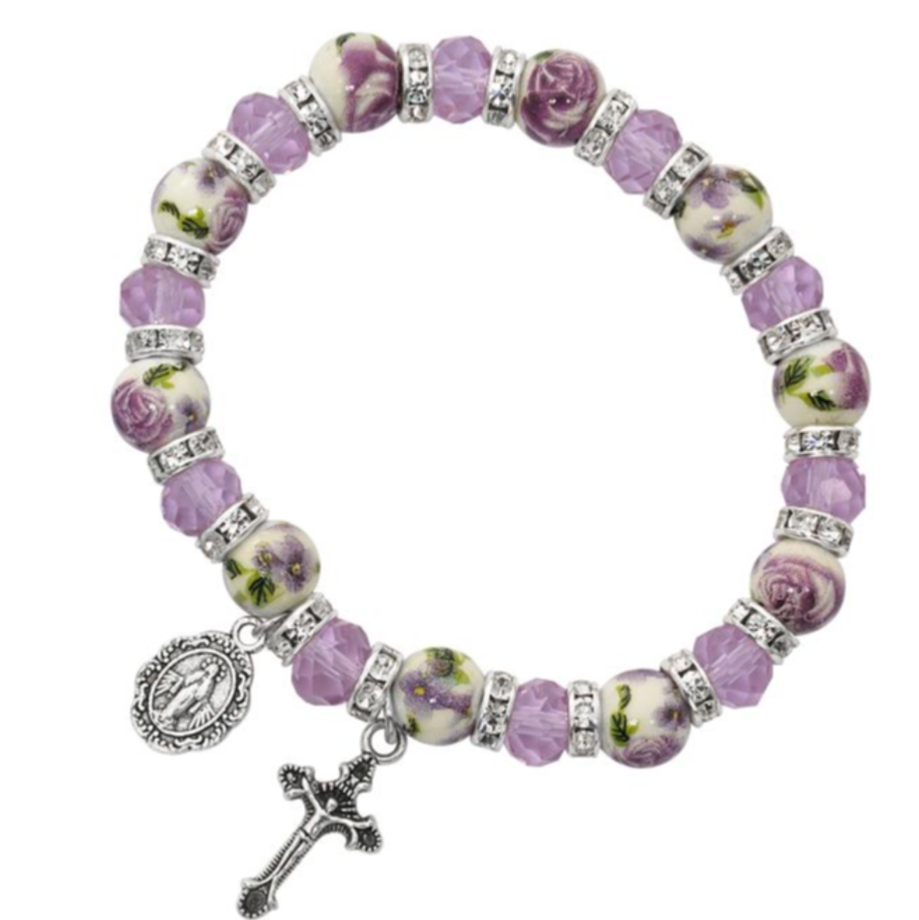 Stretch violet floral bracelet
