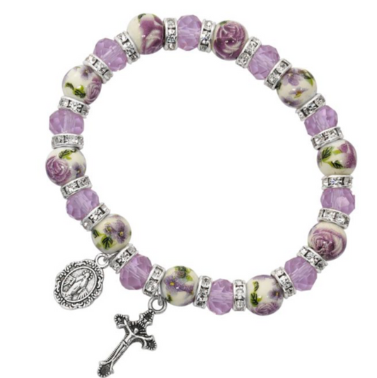 Stretch violet floral bracelet