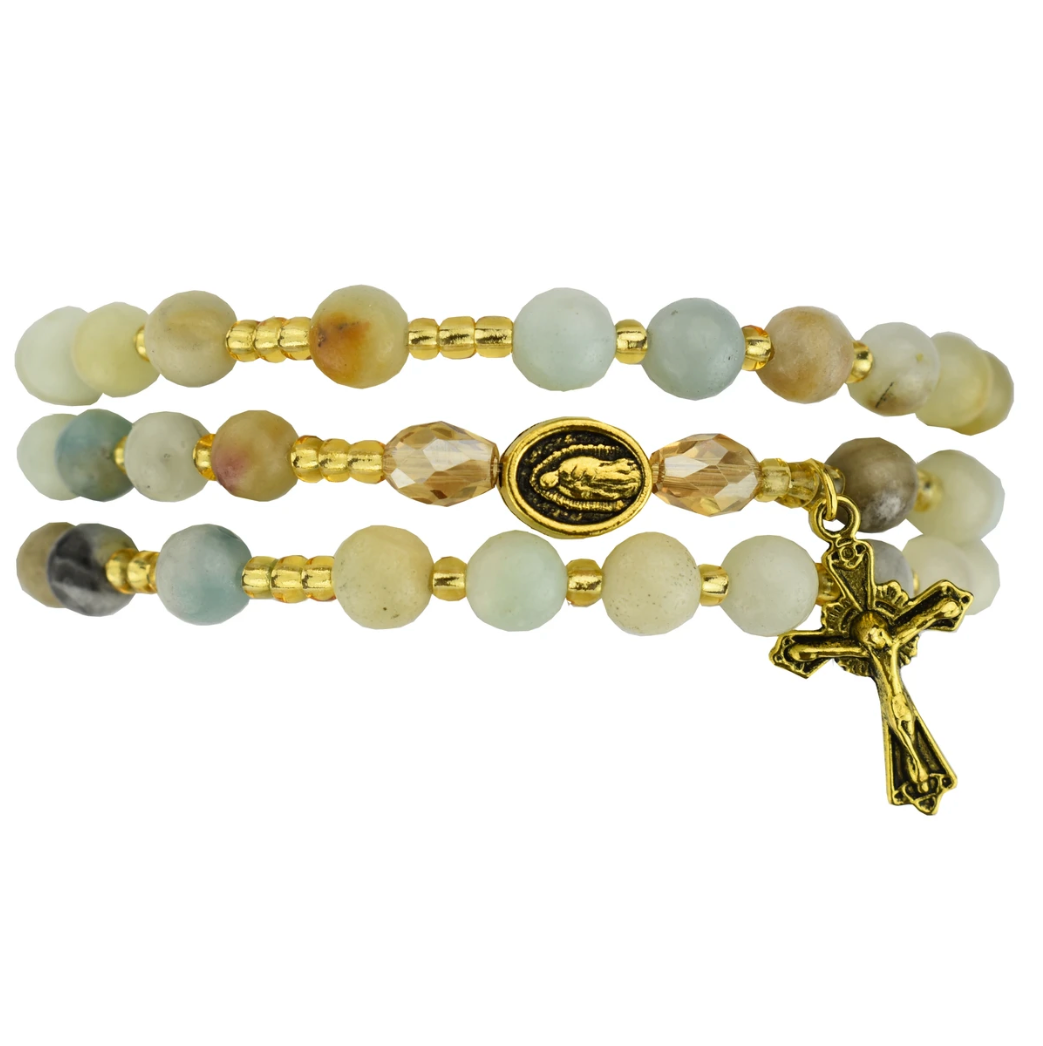 Guadalupe Amozonite Rosary Bracelet