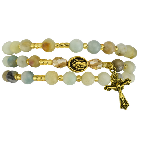 Guadalupe Amozonite Rosary Bracelet