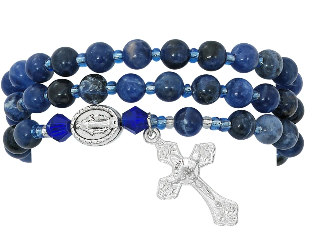 Blue Lapis Twistable Rosary Bracelet