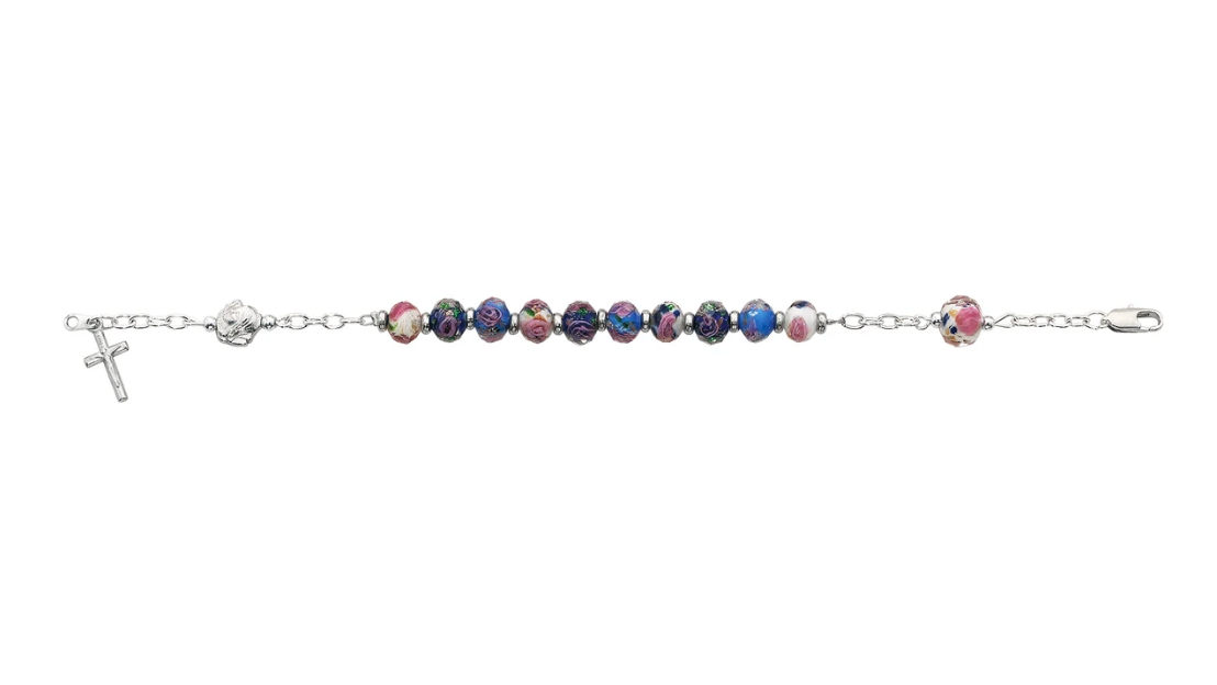 7.5" Multicolor Rosary Bracelet