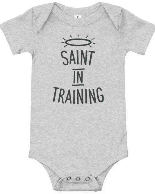 Saint in Training Light Grey Bodysuit