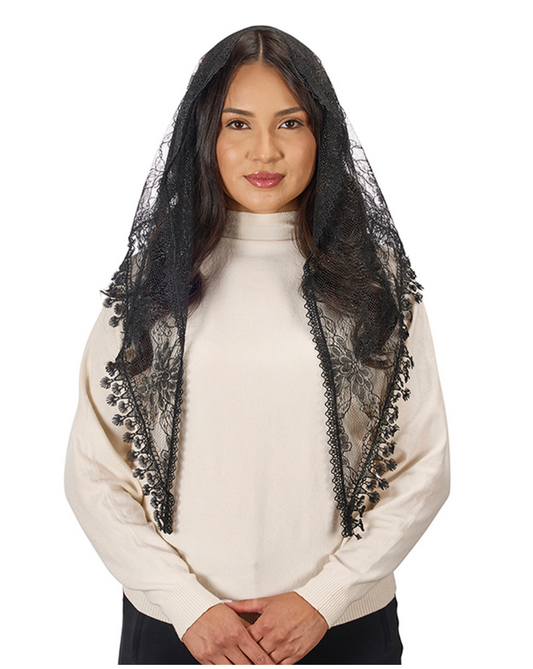 Black Little Flower Chapel Veil