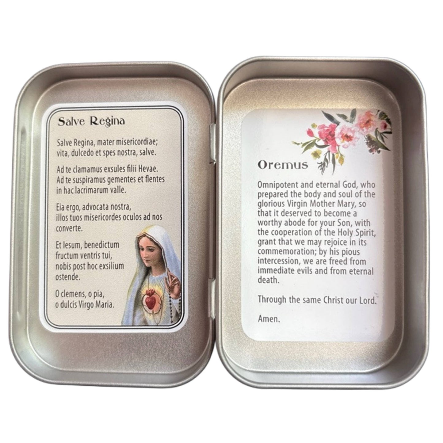 Mary Wooden Rosary in Tin