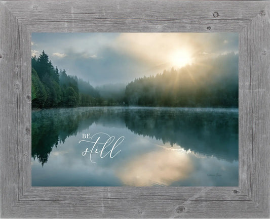 Be Still Religious Lake Mountains Framed Art Sign