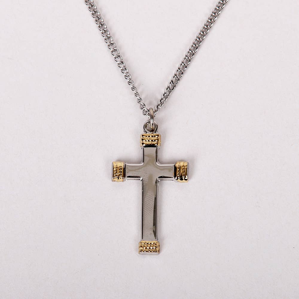 Necklace Cross Gold Tips Sterling 18"