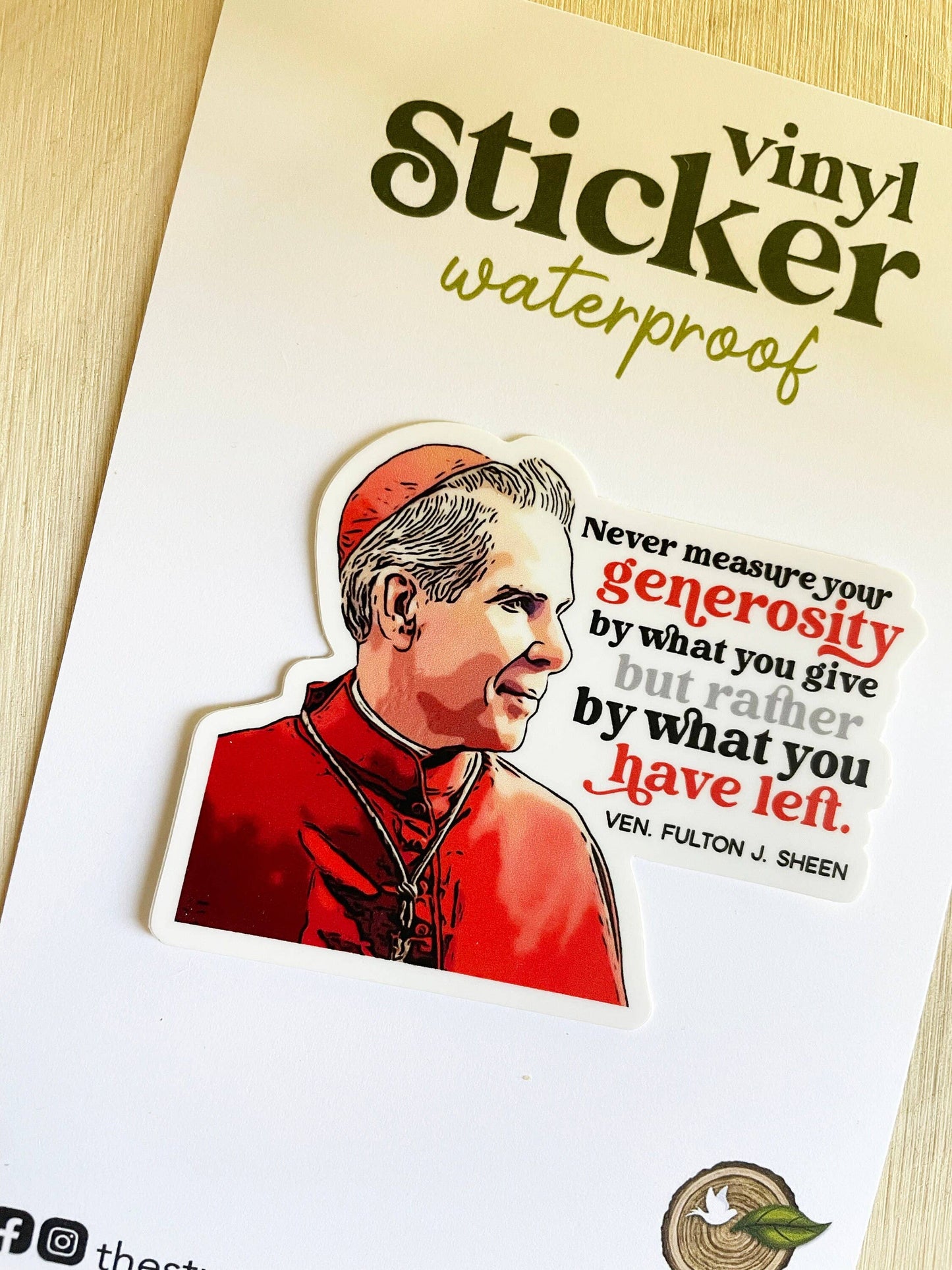 Ven. Fulton J.Sheen Waterproof Catholic Sticker