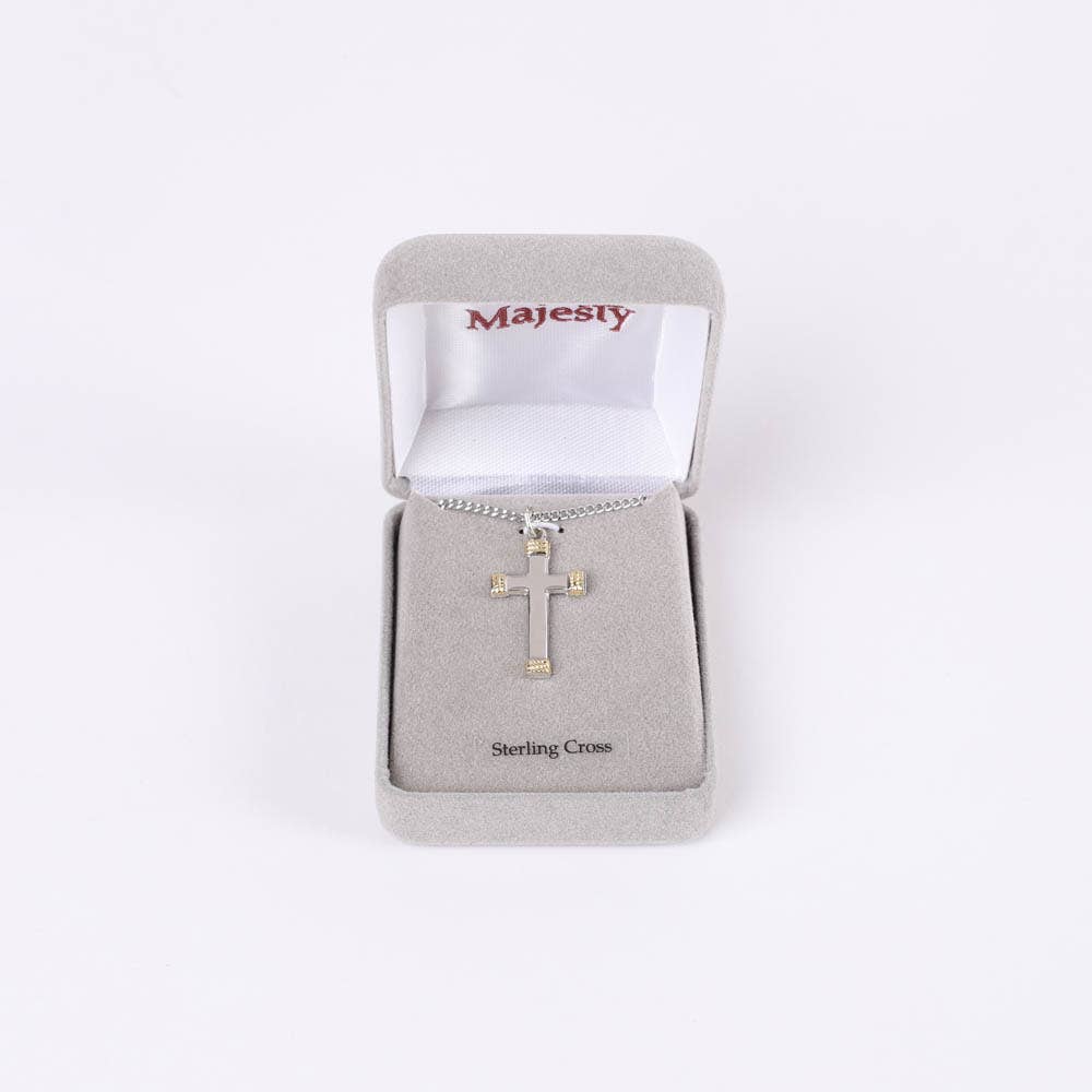 Necklace Cross Gold Tips Sterling 18"