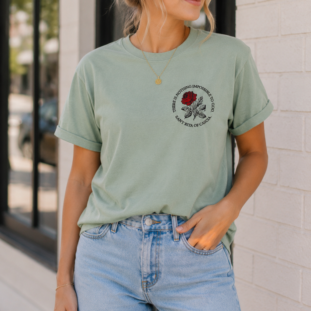 Saint Rita of Cascia | There is Nothing Impossible to God Tee- Religious Unisex Graphic T-Shirt