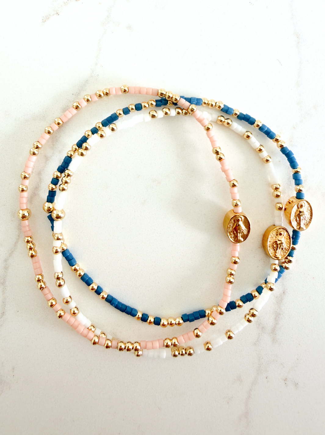 Miraculous Medal Bracelet: Adults / Mantle Blue