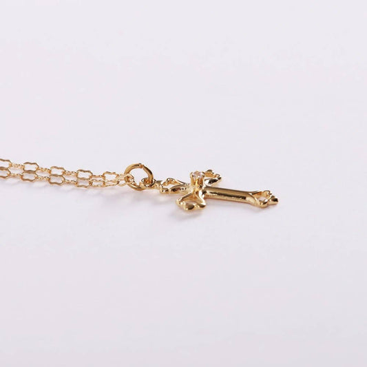 Necklace Cross w/ Cubic Zirconia Gold Over SS 18"